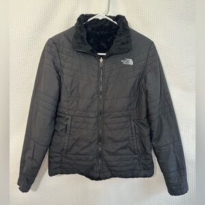 The North Face Girls Mossbud Swirl Reversible Black Puffer Jacket Size: 14/16 L